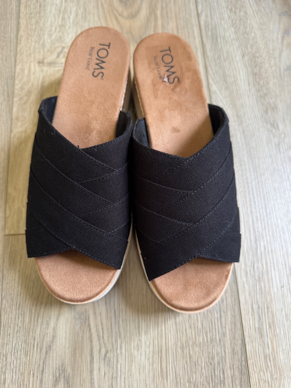Toms Black Diana Crossover Women's Mule Wedge Sandals Sz. 9 - Picture 4 of 8